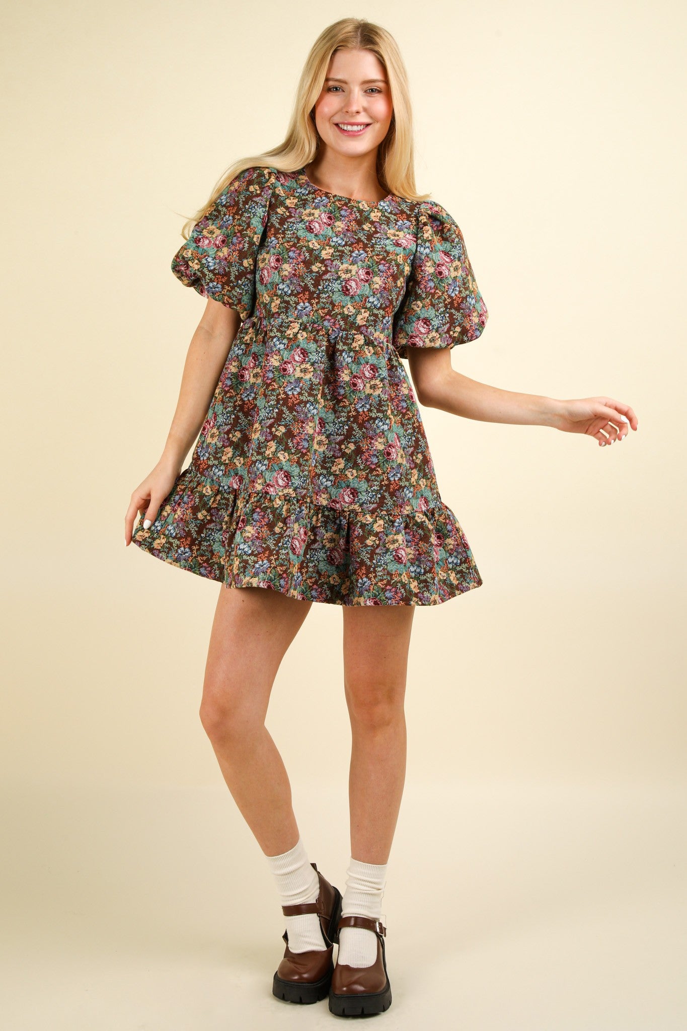 Floral Jacquard Mini Dress
