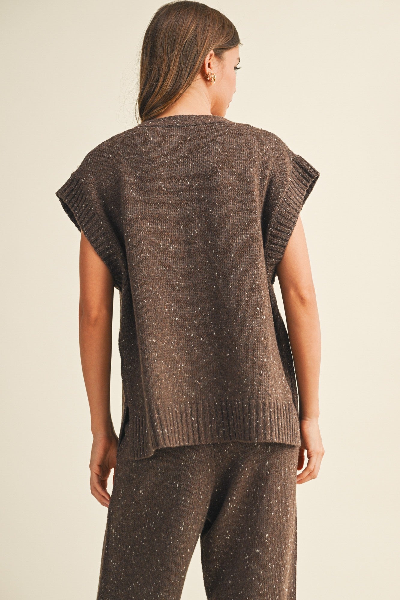 Button Front Oversized Sweater Vest