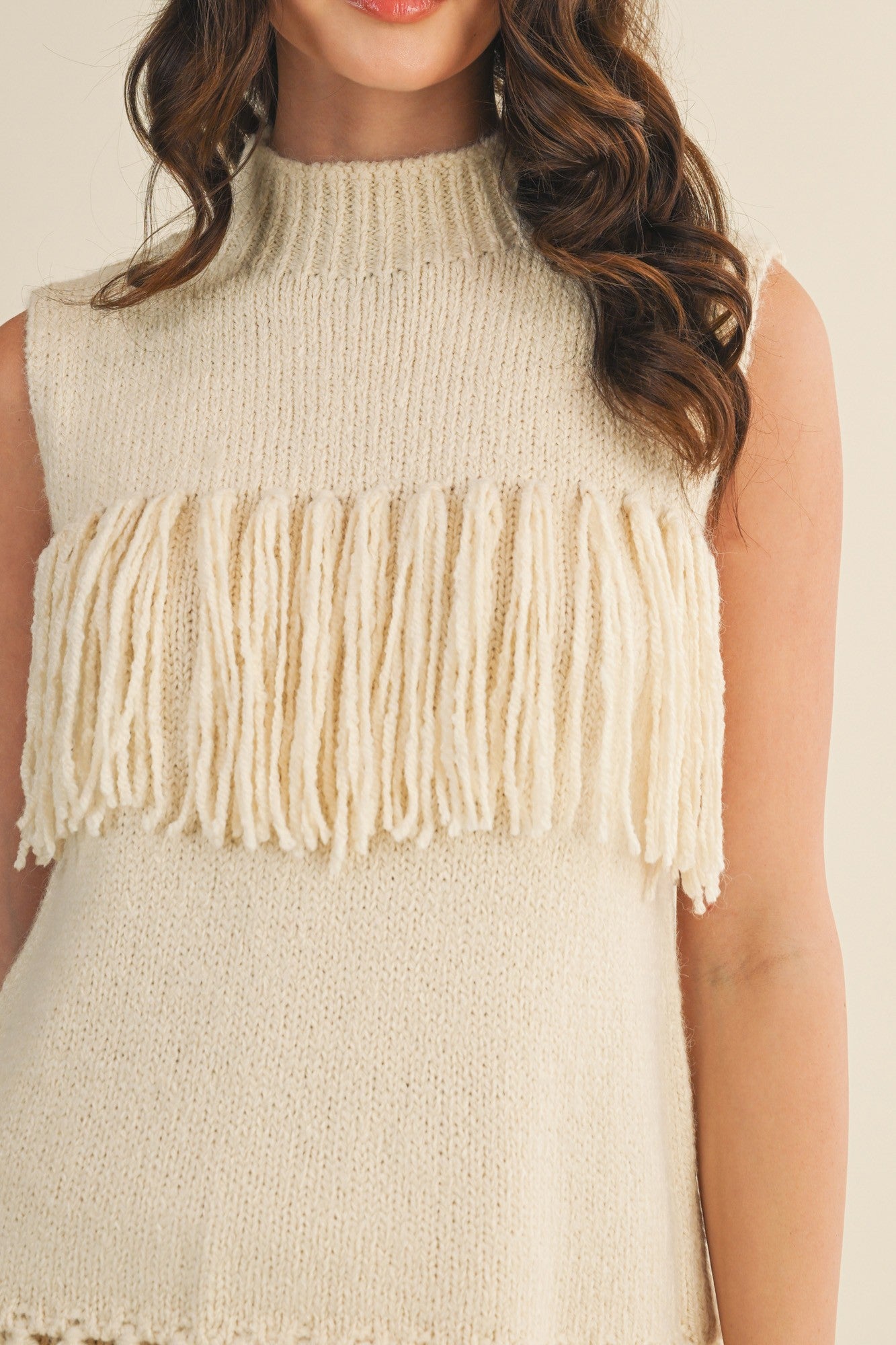 Fringed Sleeveless Sweater