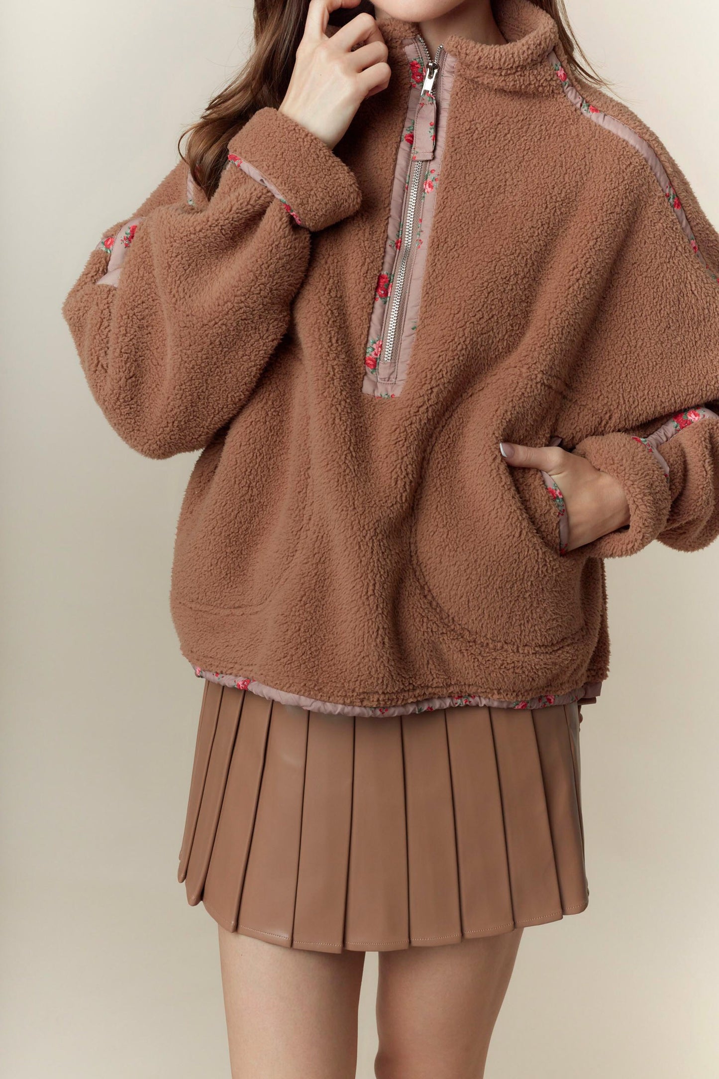 Ditsy Floral Edge Sherpa Jacket