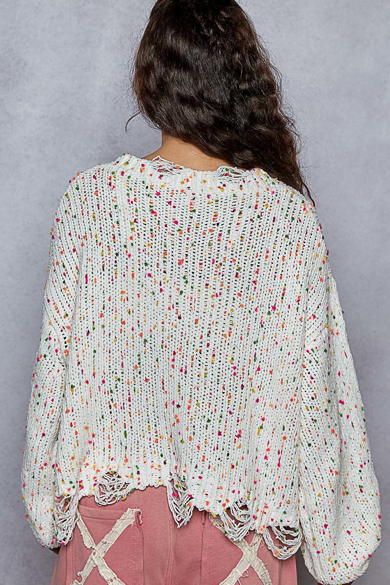 Confetti Cozy Distressed Sweater