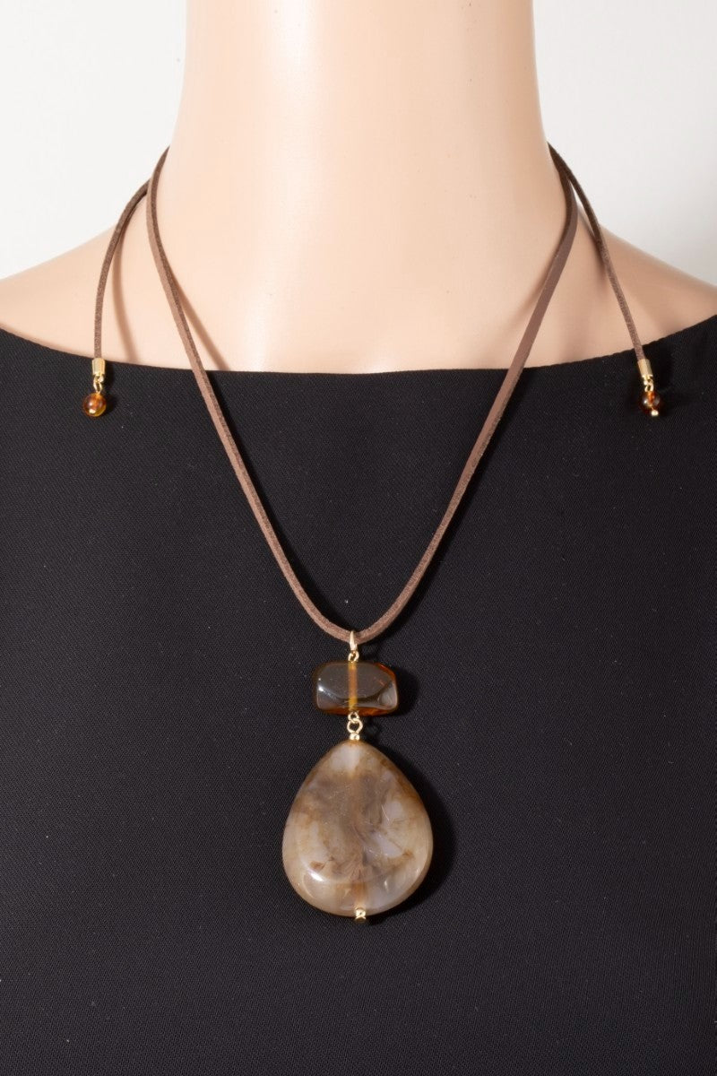 Marble Teardrop Pendant Necklace