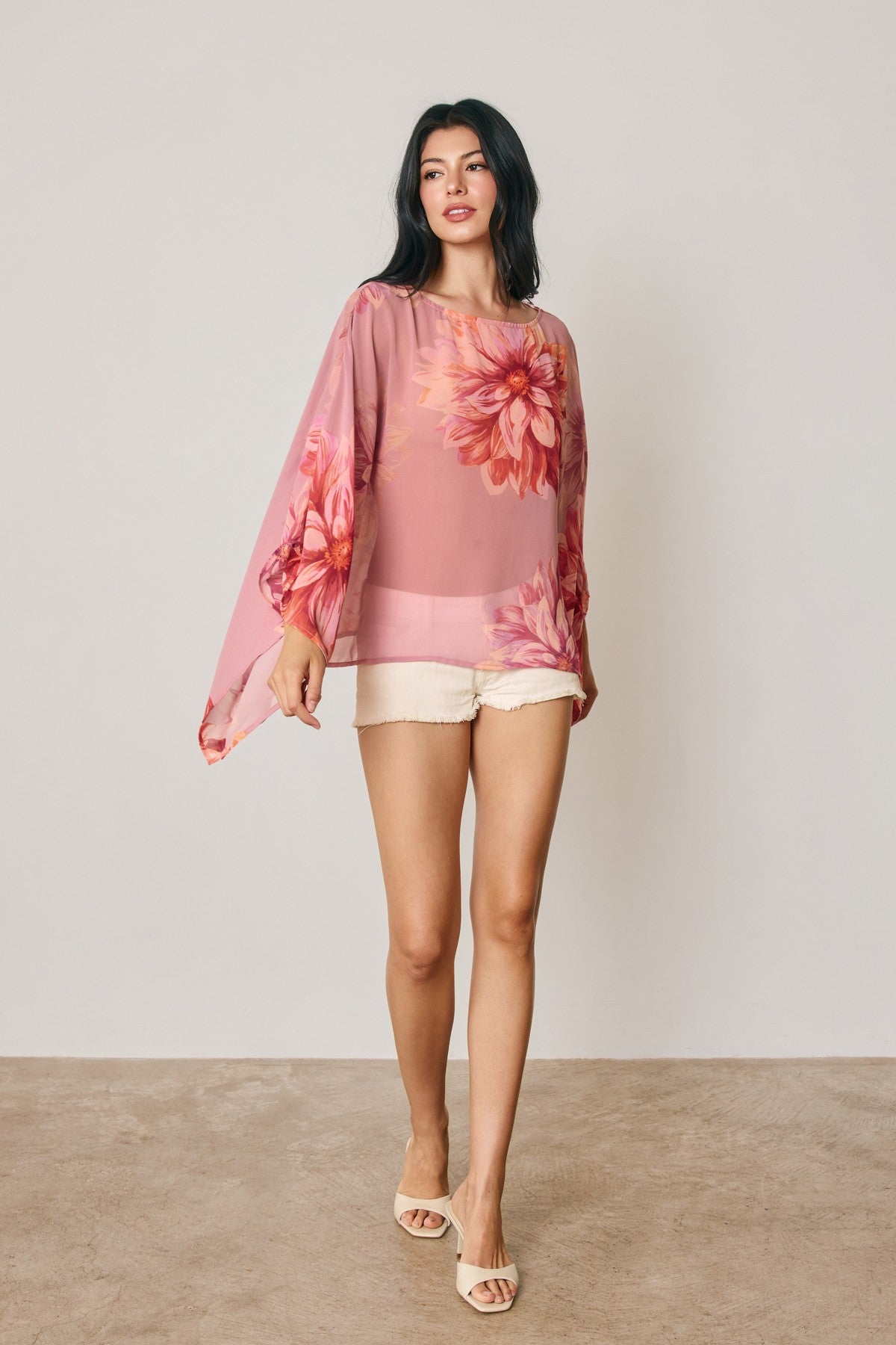 Charlotte Draped Silk Poncho Top