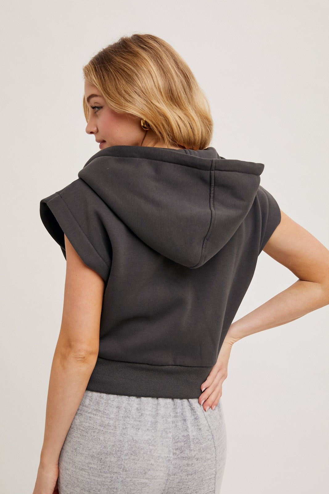 Zipper Front Hoodie Vest