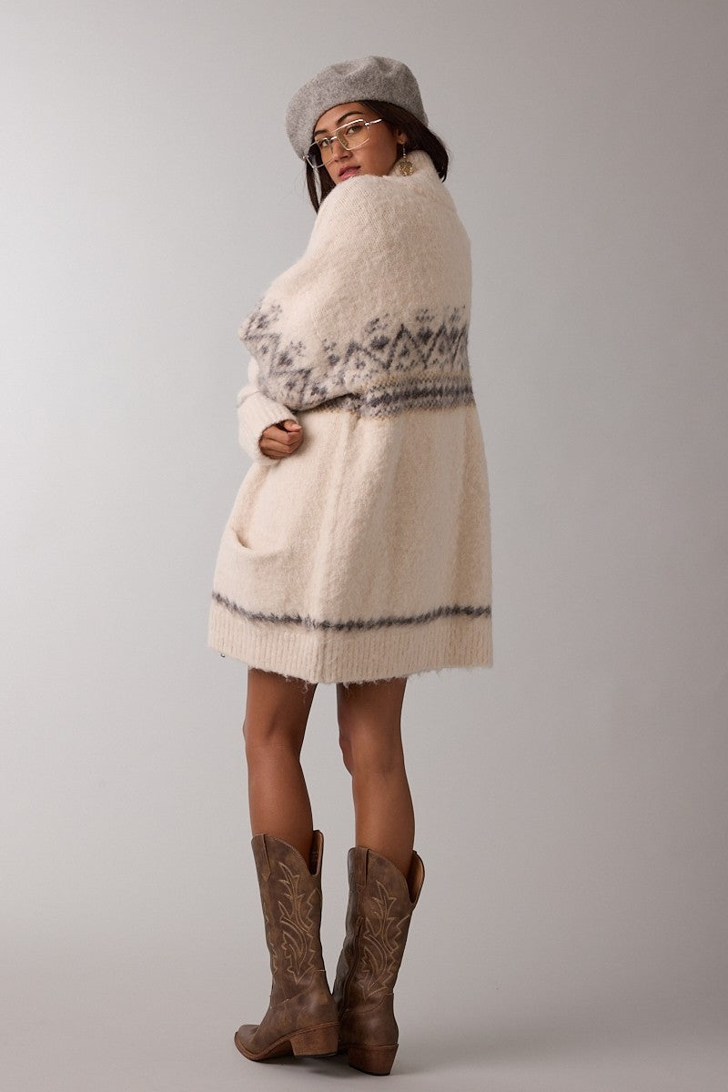 Fair Isle Zip Sweater Cardigan
