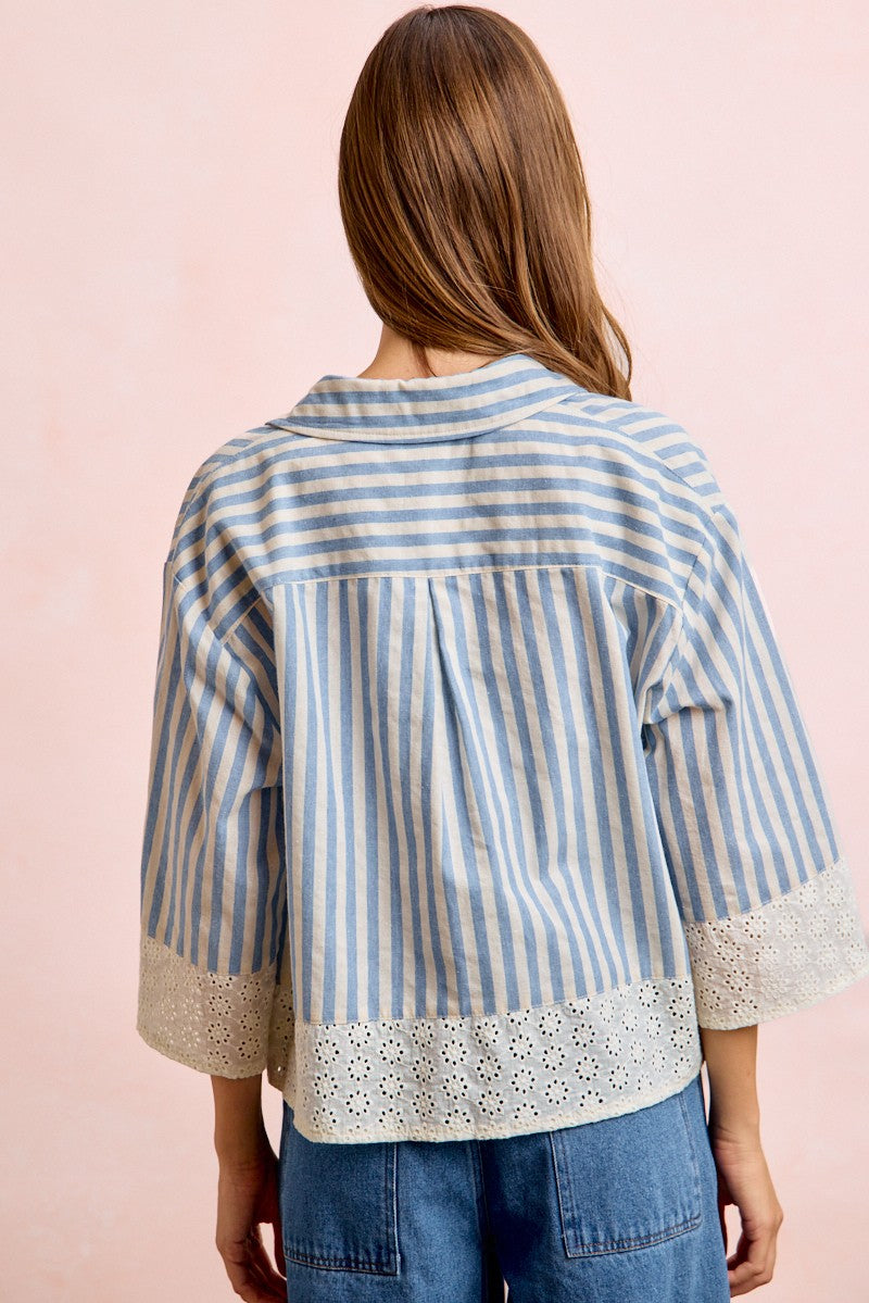 Amee Eyelet & Stripes Dress