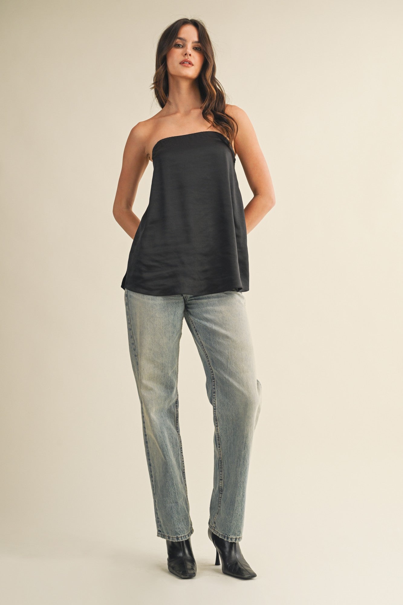 Silky Bandeau Strapless Top