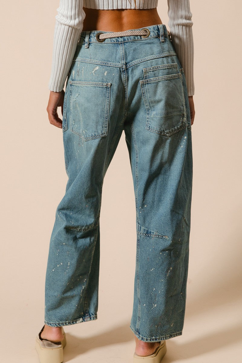 Drip Paint Barrel Jeans