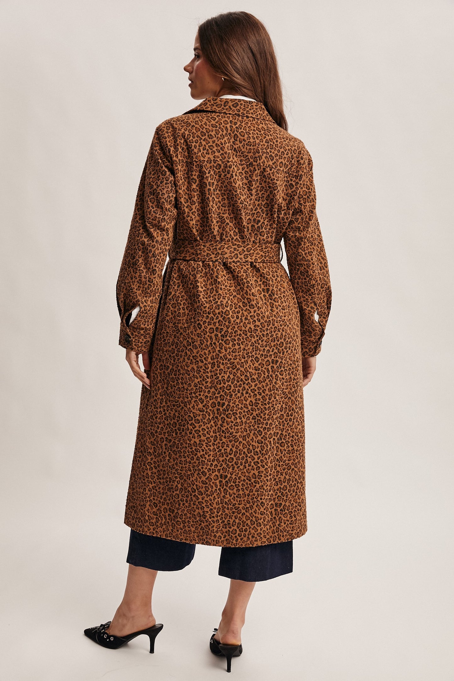 Washed Leopard Duster Coat