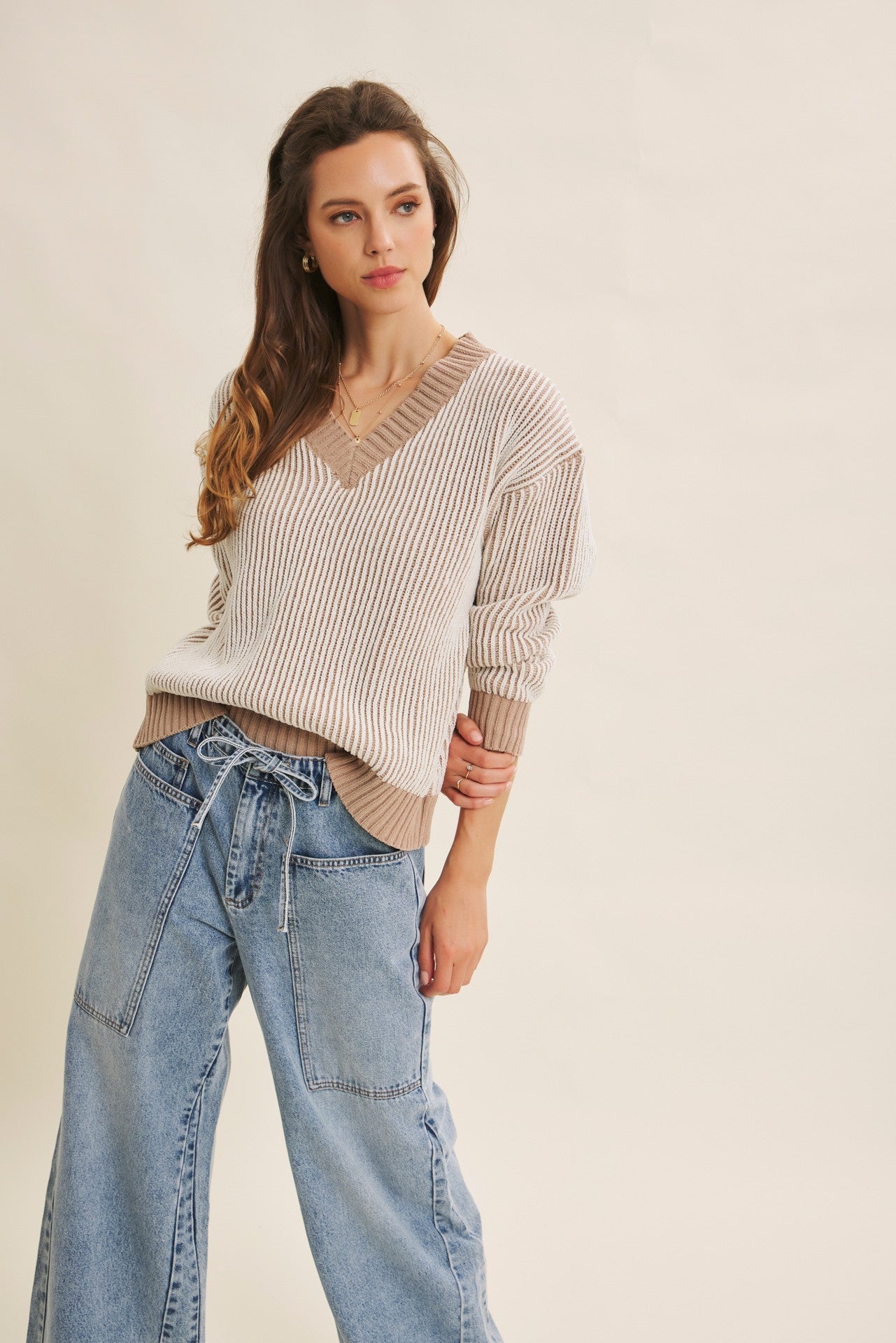Ease Denim Washed Oversized Wide-Leg Jeans