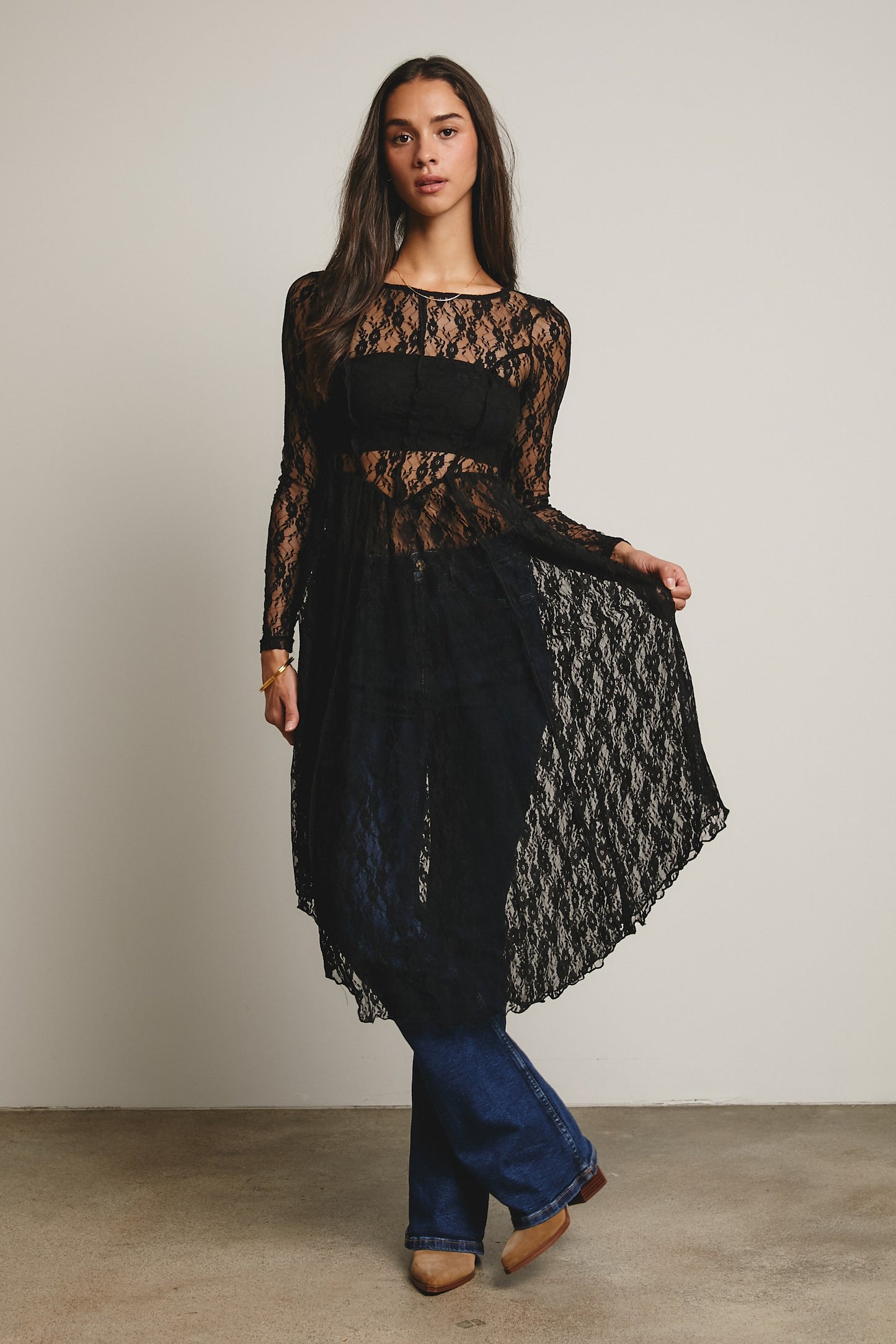 Sheer Lace Layering Dress