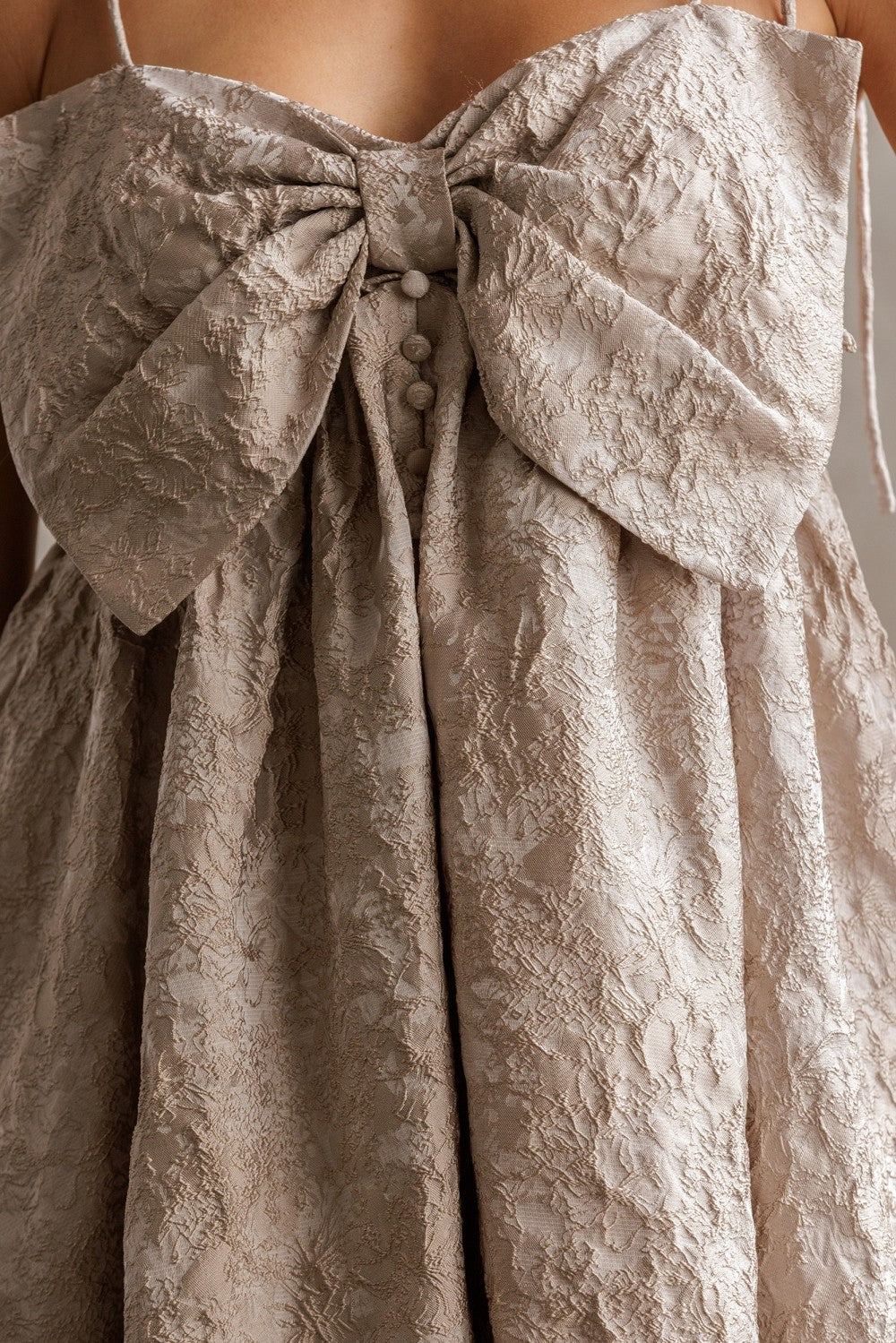 Textured Jacquard Bow Mini Dress