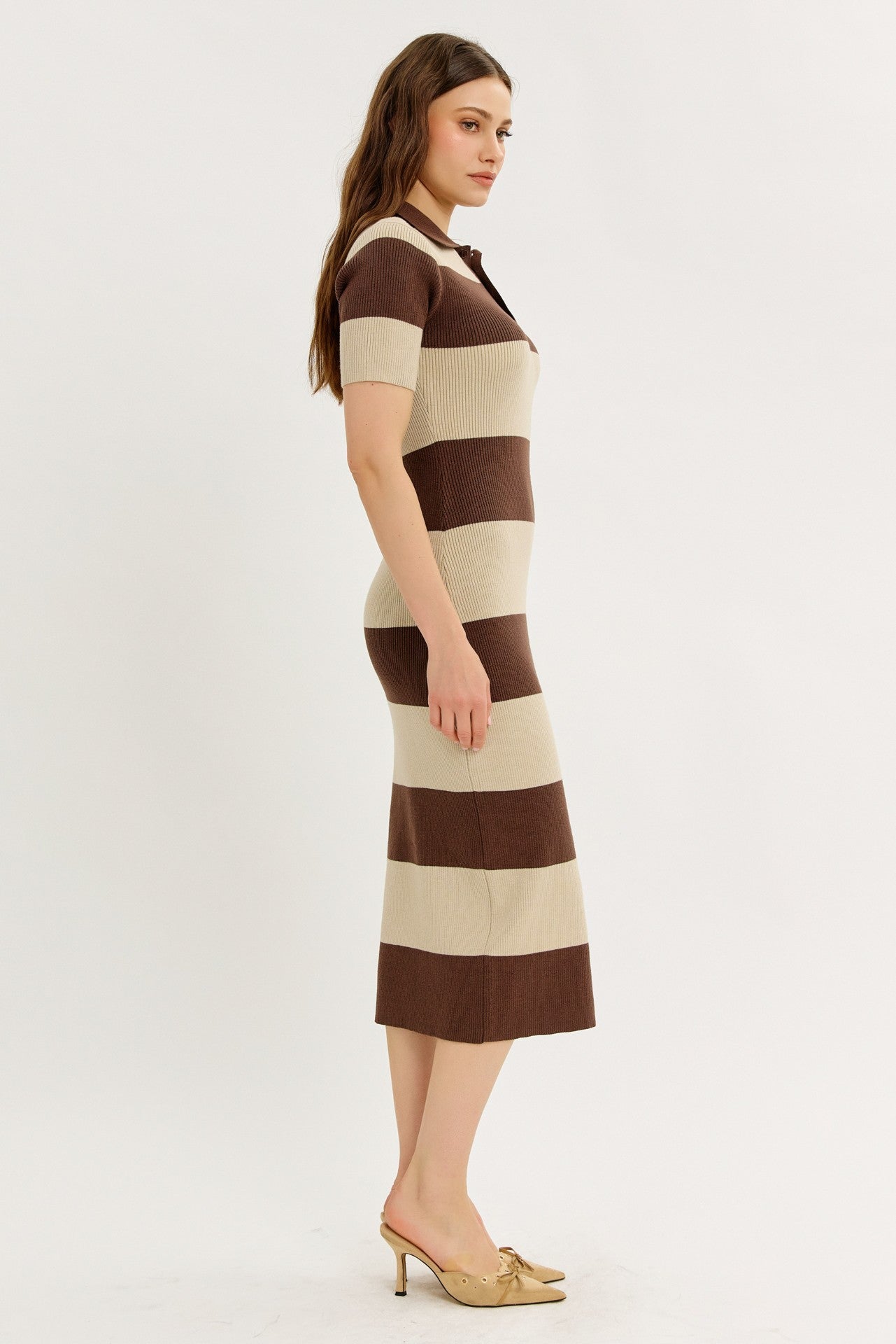 Stripe Polo Sweater Dress