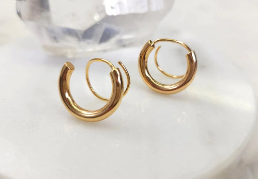 Double Spiral 18 Kt Gold Plated Hoop Earrings
