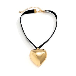 Big Puffy Heart Ribbon Choker Necklace