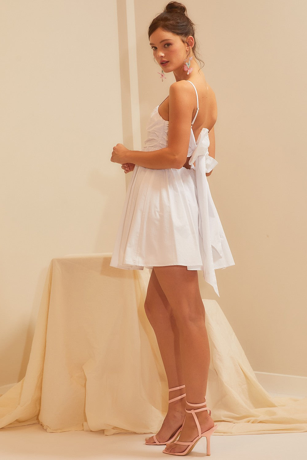 Babydoll Back Tie Smocled Dress