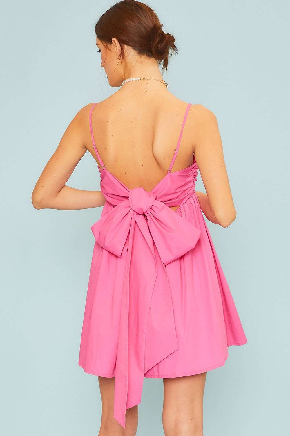 Babydoll Back Tie Smocled Dress