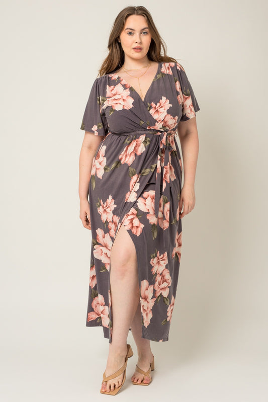 Floral Print Wrap Maxi Dress PLUS