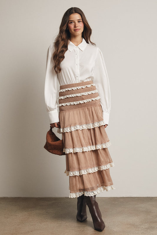 Smocked Lace Trim Skirt/Dress