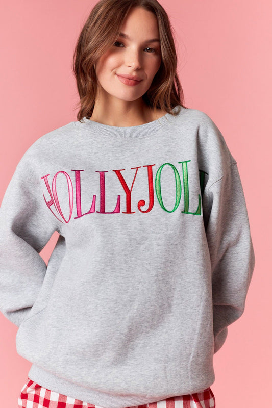 Holly Jolly Embroidered Sweatshirt