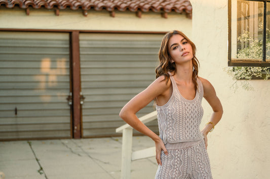 Dye & Wash Cable Knit Sweater Tank