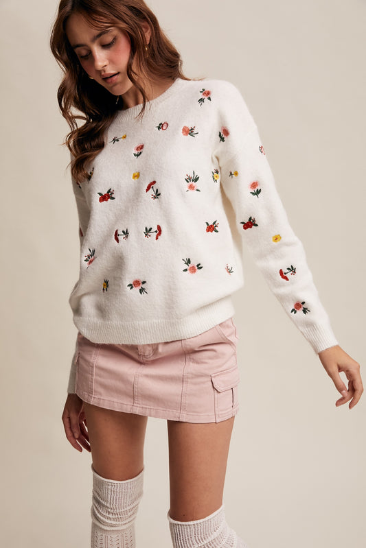 Rosalyn Soft Floral Embroidered Sweater