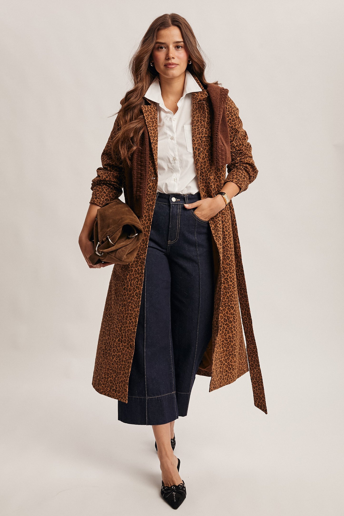 Washed Leopard Duster Coat