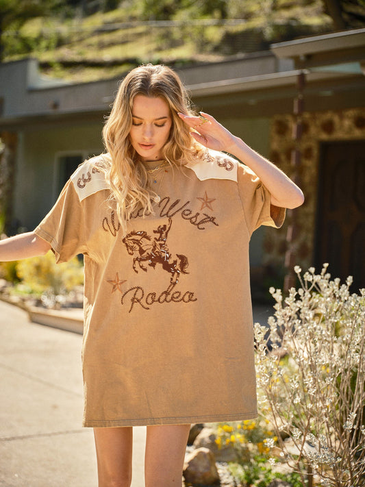 Embroidered Western T Shirt Dress
