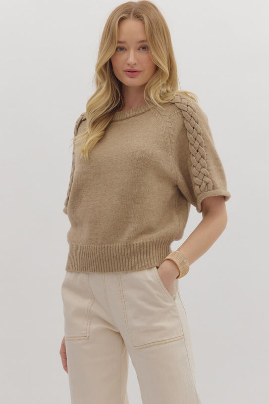Braided Sleeve Sweater