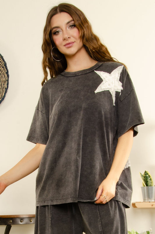 Star Patch Short Sleeve Top