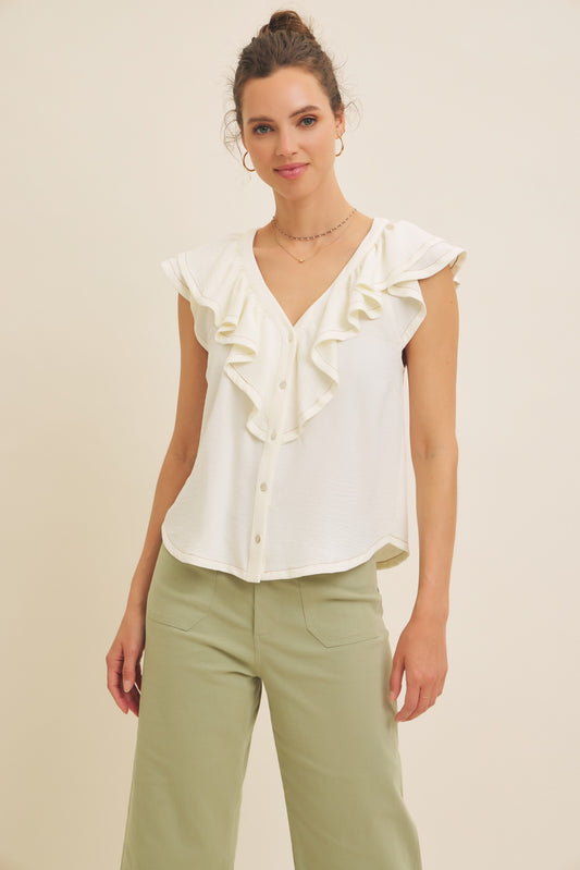 Button Down Ruffle Blouse
