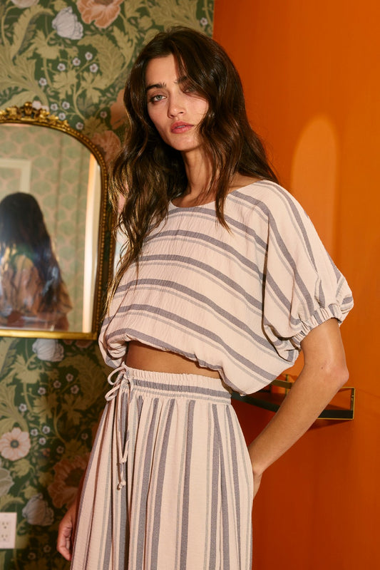 Gemma Stripe Bubble Hem Top