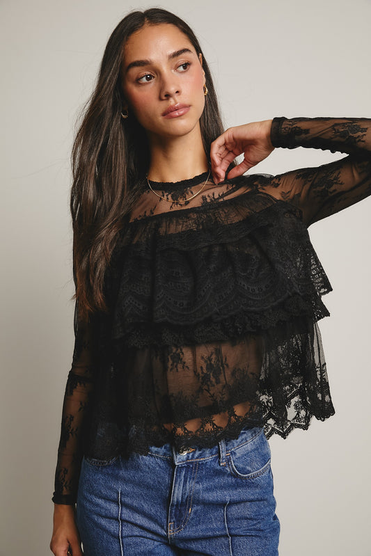 Aura Lace Ruffle Layering Blouse