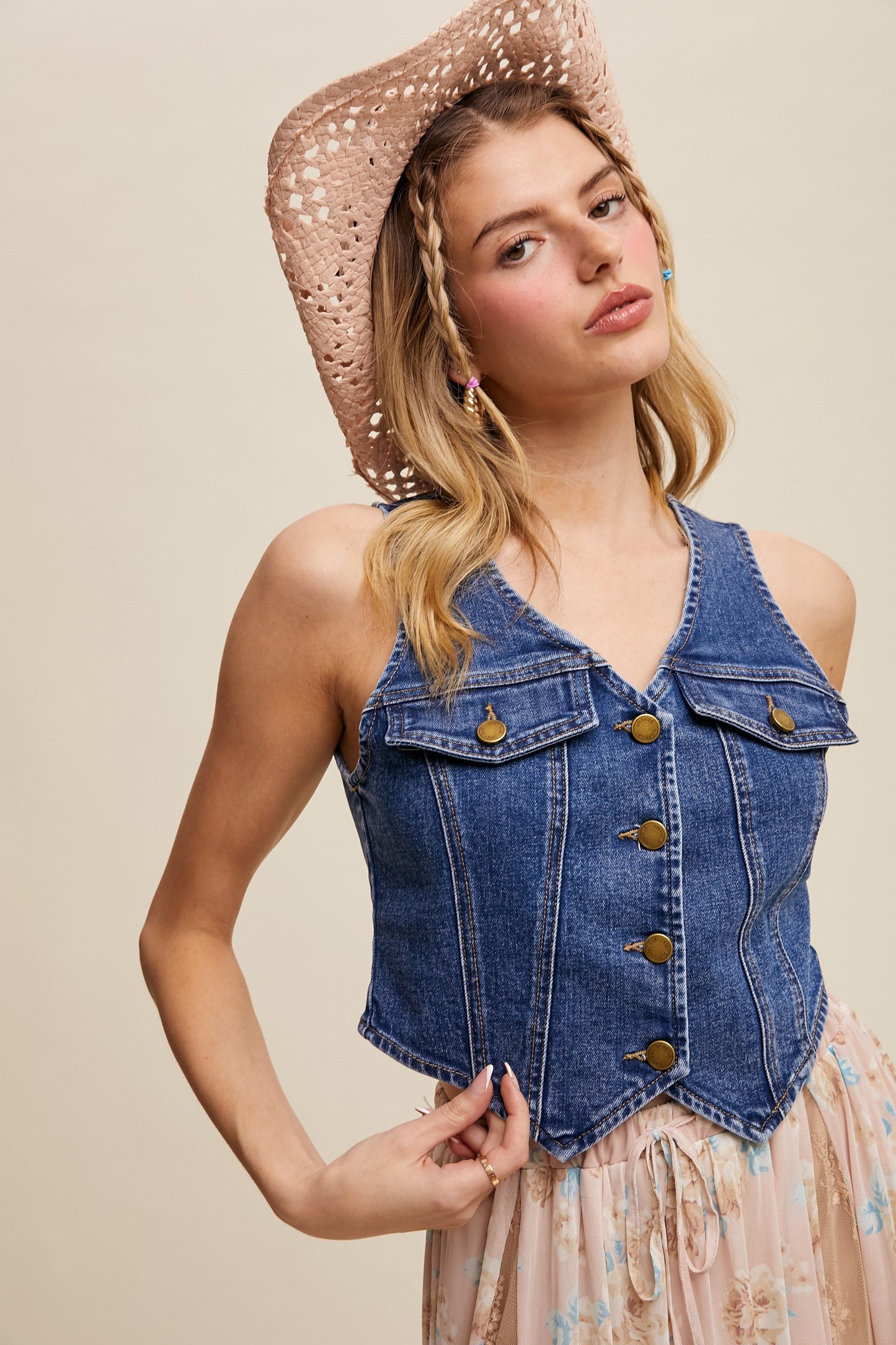 Lennon Vintage Inspired Denim Vest