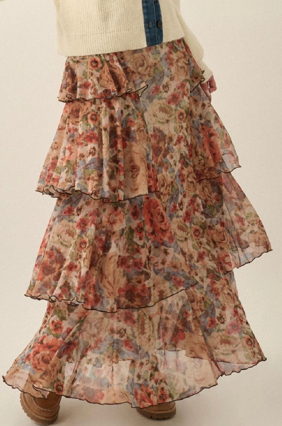 Kaylee Floral Mesh Maxi Skirt