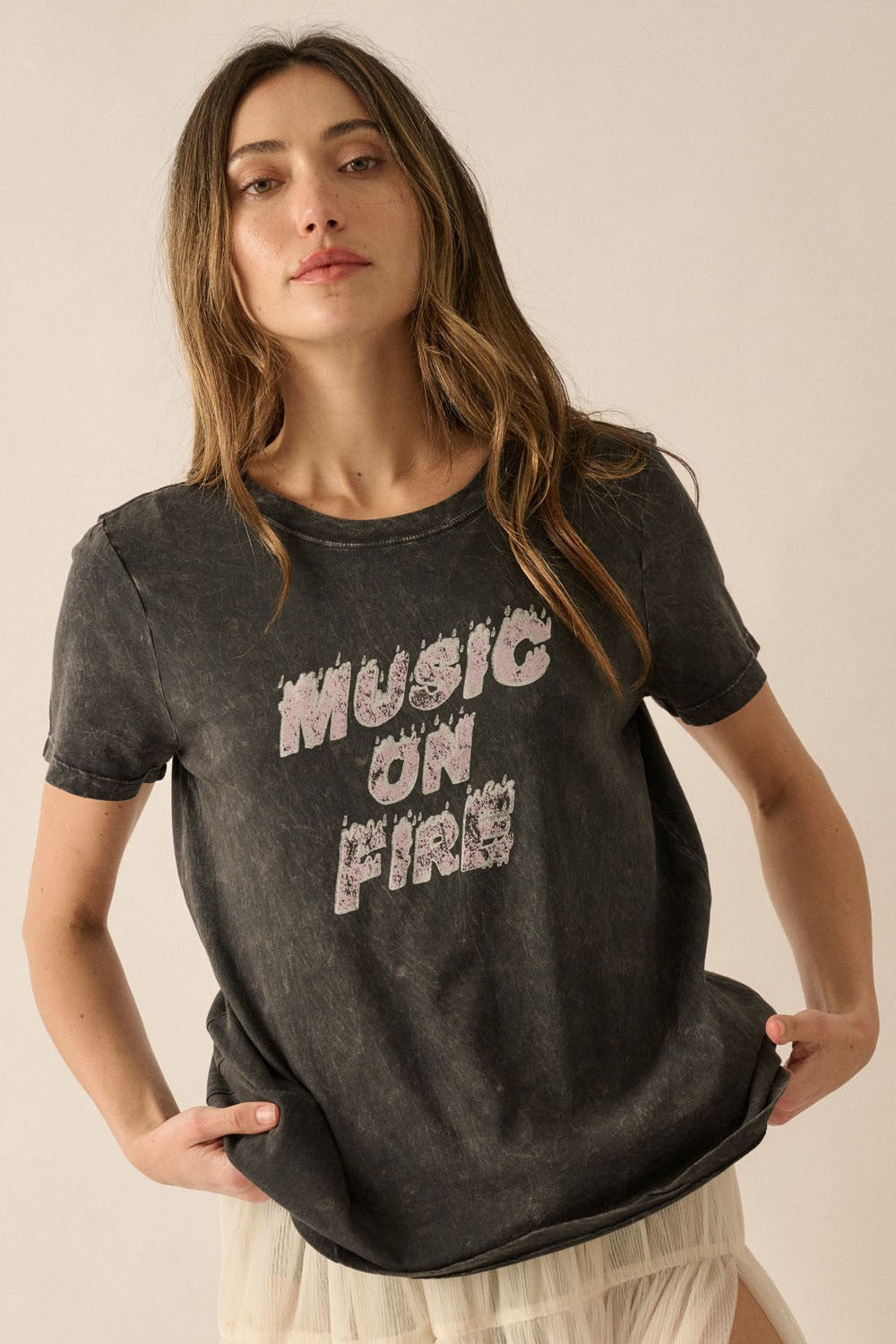 Music On Fire Mineral Washed Graphic Tee