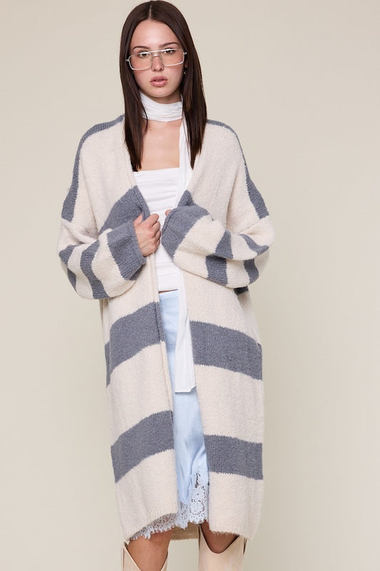 Josie Wide Stripe Long Cardi