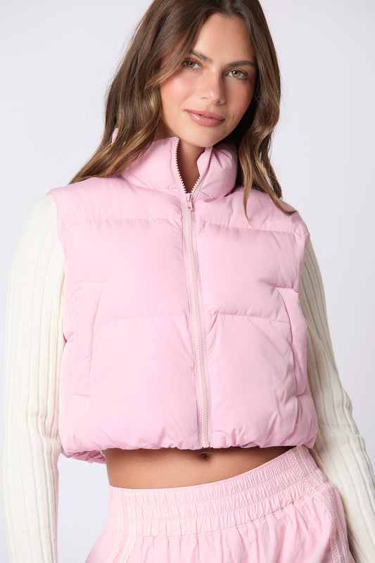 Aubrey Puffer Vest w/Satin Bow