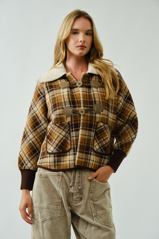 Emersyn Plaid Duffle Sweater Coat