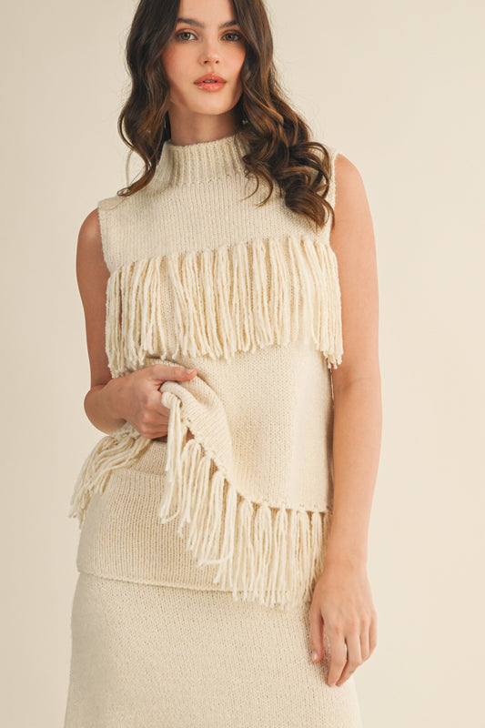 Fringed Sleeveless Sweater