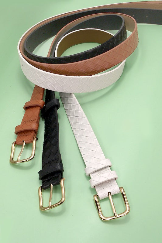 Braided Weave Faux Leather Belt