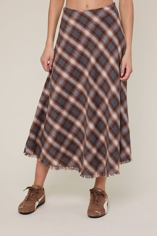 Tartan Checker Fringe Skirt