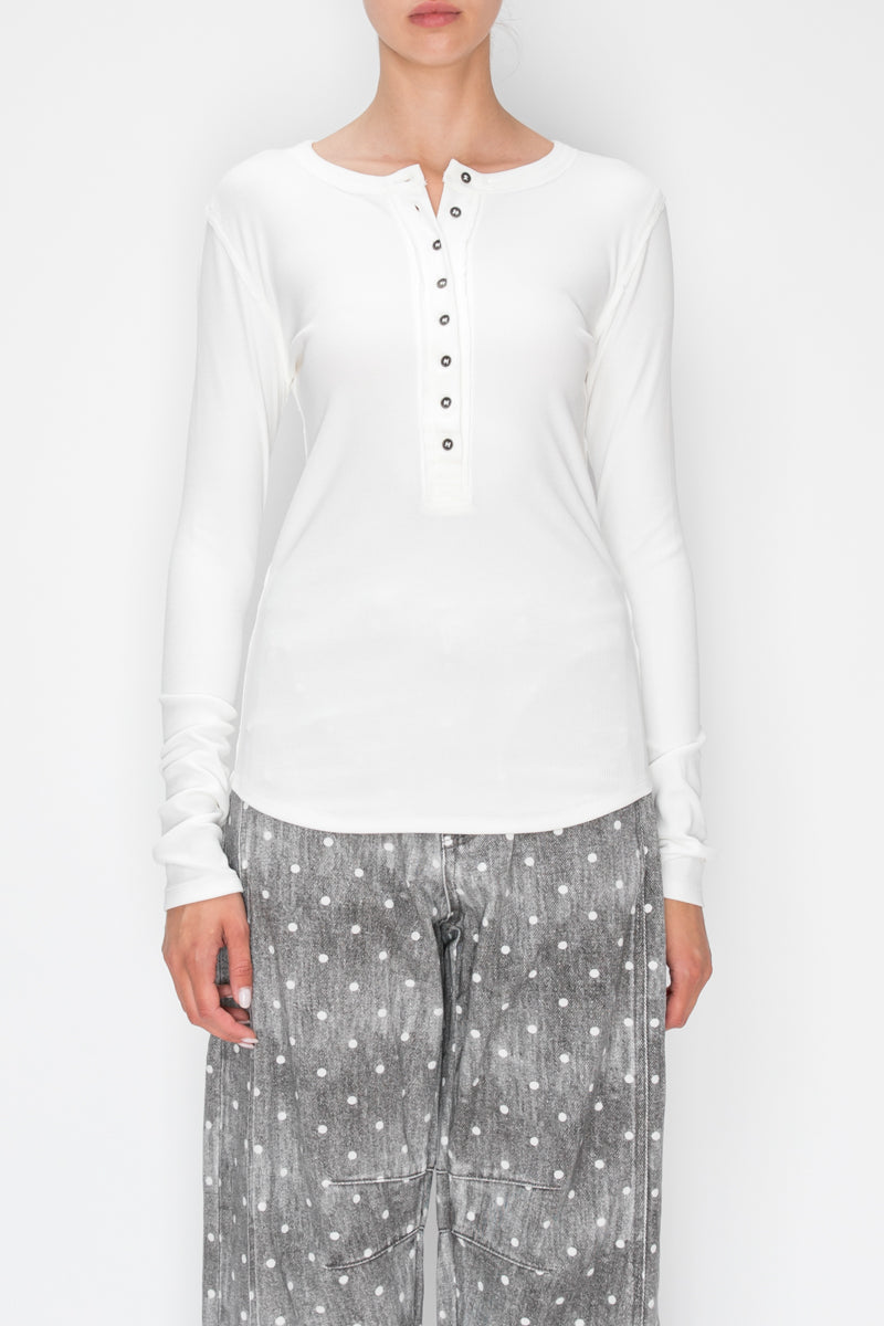 Long Sleeve Button Henley Top