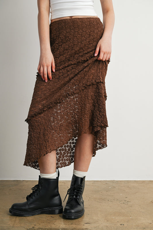 Textured Tiered Midi Skirt