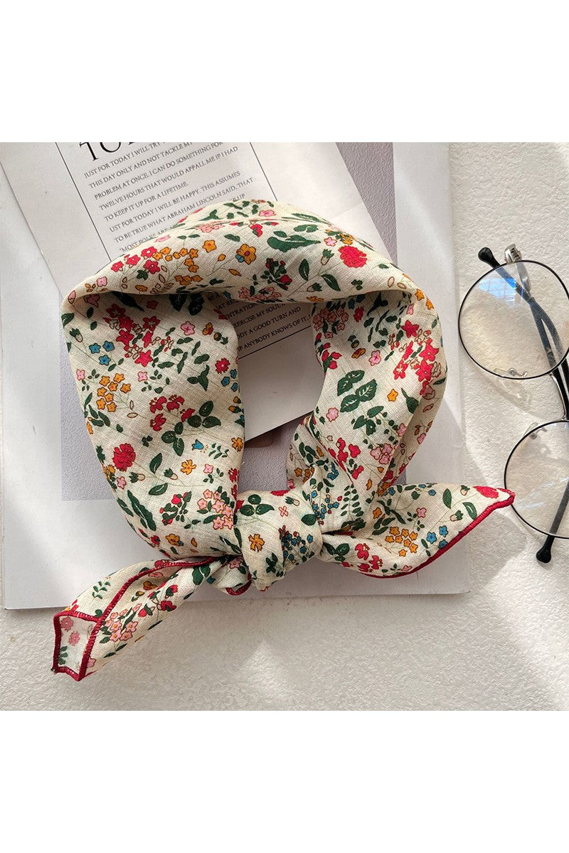 In My Garden Cotton Linen Bandana Scarf