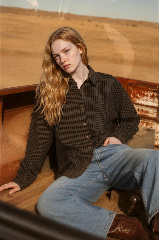 Pinstripe Collared Button Down Shirt