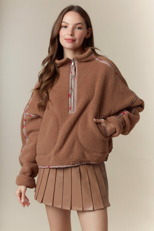 Ditsy Floral Edge Sherpa Jacket
