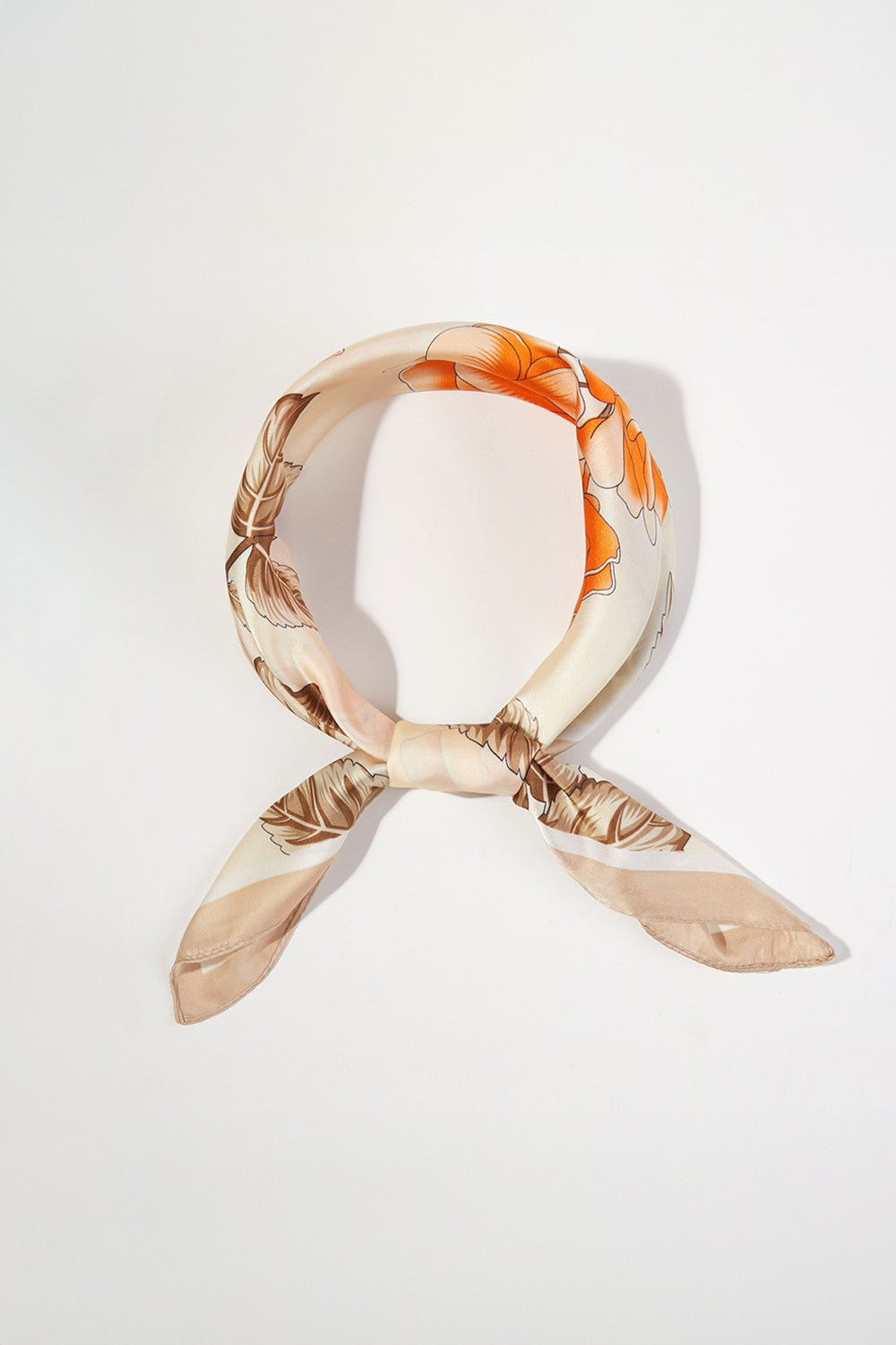 Floral Garden Silky Bandana Scarf- Taupe