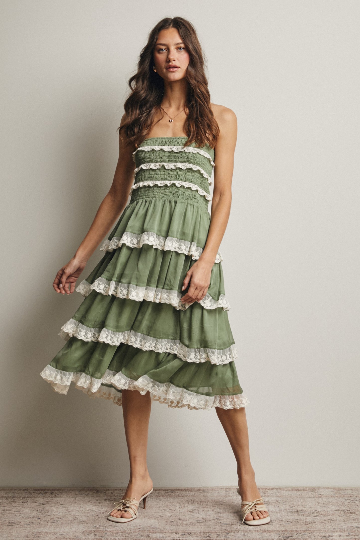 Smocked Lace Trim Skirt/Dress