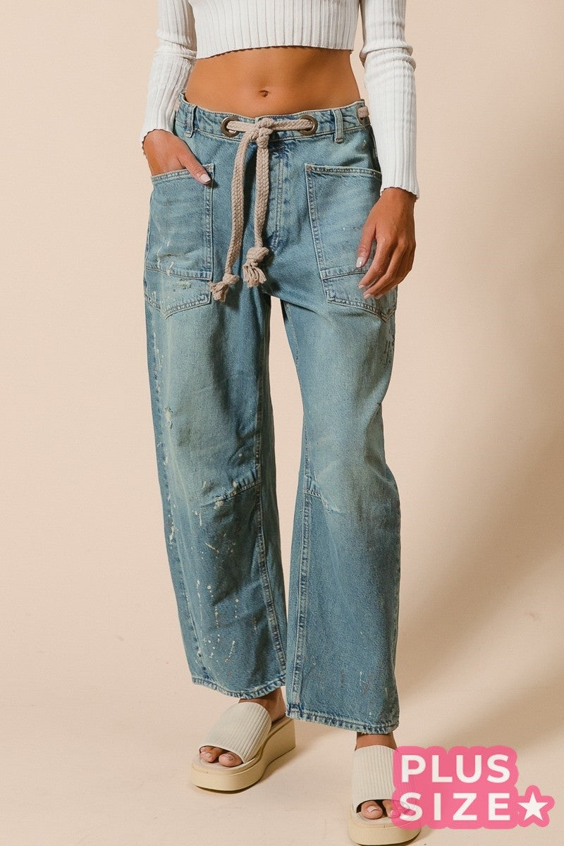 PLUS Drip Paint Barrel Jeans